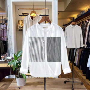 Chemises en <span class=keywords><strong>lin</strong></span> de luxe pour hommes, col <span class=keywords><strong>Mao</strong></span>, manches longues, boutonnées, respirantes, pour le printemps – Vente en gros usine - Product Image 1