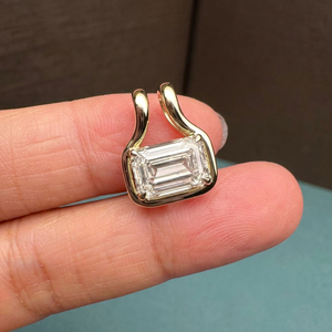 Apricot Jewels <b>Emerald</b> Cut Lab Diamond <b>Pendant</b> 2CT Solitaire Necklace 14K Yellow Gold Luxury Minimalist Chain IGI Certified - Product Image 1