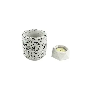 Wholesale Marble Effect Terrazzo Concrete Containers Candle Jar Empty Candle Holder for Scented Candles