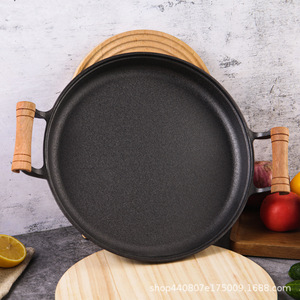 <b>Cast</b> Iron Flat Bottom Pan Round 20cm Non Stick Frying Pan For Pancakes Grilling Meat Breakfast Cooking Durable <b>Hand</b> Wash Only - Product Image 1