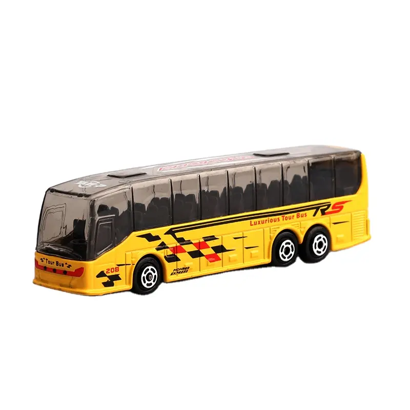 EPT 4色12PCSおもちゃダイキャスト合金スライディングバスモデルフリーホイールカーバスjuguetes para nio