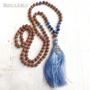 MN35049 Self Acceptance Mala Sandalwood <strong>Sodalite</strong> Mala <strong>Necklace</strong> Knotted Between Beads 108 Beads Mala - Product Image 4