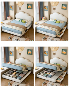 Set di Mobili per Camera dei Bambini, Letto Moderno con Struttura in Legno Massello e Vano Contenitore - Product Image 3