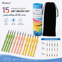 Fournitures artistiques, ensemble de pinceaux de peinture pour artistes professionnels, 15 pièces, synthétiques, personnalisés, colorés, manche en bois triangulaire, pinceaux de peinture miniatures