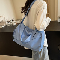 Sac de sport décontracté en toile à motif géométrique avec fermeture éclair, séparation sec/humide, couleur unie, grande capacité, pour gym, yoga, voyage court, à porter à l'épaule