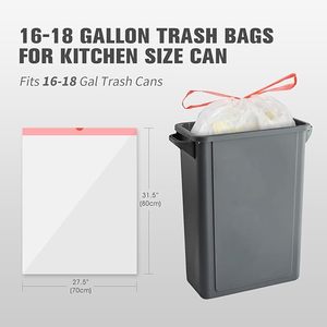 Red Drawstring Trash Bag HDPE LDPE Recycled Leakproof Waterproof <b>Material</b> Packaging & Printing Product - Product Image 6
