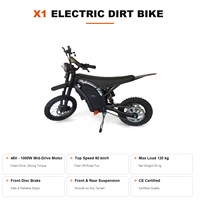 Moto électrique tout-terrain 48V 1500W avec moteur central, vitesse 60 km/h, freins à disque hydrauliques, 27 vitesses, double batterie