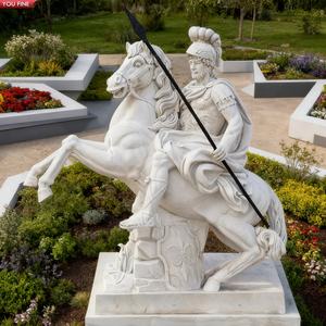 <span class=keywords><strong>Sculpture</strong></span> de guerrier équestre en marbre blanc YOUFINE, <span class=keywords><strong>statue</strong></span> de cavalier pour jardin historique, parc à thème, décoration classique, œuvre d'art - Product Image 4