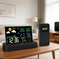 Station météo intelligente, horloge, signal DCF, thermomètre, hygromètre, baromètre, alimenté par batterie, détection tactile, cuisine, bureau