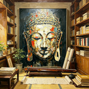 Handpainted Oil Painting Buddha Canvas Art for Wall Decoration Abstract <strong>Artwork</strong> - Product Image 4