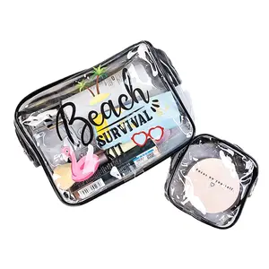 Clear Waterproof Travel Makeup Cosmetic Bag With Zipper ,Carry on Airport Airline Compliant Bag Toiletry PVC Bag