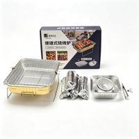 C330/2700 Outils de barbecue pour pique-nique en plein air, camping, plaque en aluminium jetable instantanée, mini-grill portable