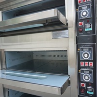 Four de grande capacité à 3 étages 9 plateaux GPL GNL Four de boulangerie commercial avec porte de four en verre noir