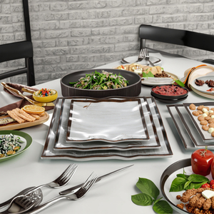 Cheap Price Reusable Chinese Style Custom Printed Melamine <strong>square</strong> <strong>Plate</strong> <strong>Set</strong> - Product Image 3
