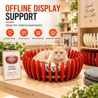Lit pour chat rond en feutre OEM en gros, Nid moderne pour animaux de compagnie avec coussin doux, Couleur et taille personnalisables, Emballage