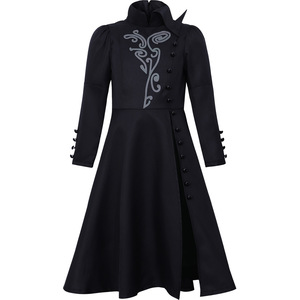 Robe trapèze noire à manches longues pour filles, costume de sorcière méchante, tenue de cosplay pour Halloween - Product Image 1