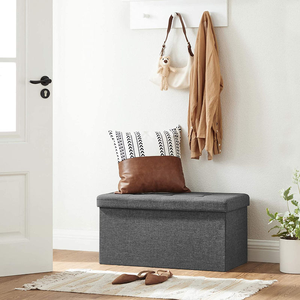 Panca Contenitore Pieghevole 76*38*38cm in Tessuto di Lino Imbottito, <span class=keywords><strong>Sgabello</strong></span> Ottomano Moderno per Camera da Letto e Uso Domestico - Product Image 3
