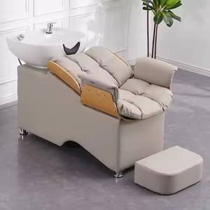 Fauteuil de lavage de cheveux professionnel avec bac en céramique, siège réglable et rembourré - Product Image 6