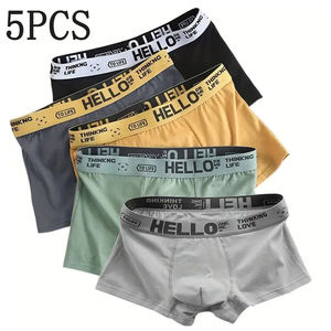 Pantalones de Boxeo Cómodos para Hombre, Frescos y Transpirables, Ropa Interior Multicolor para Uso Diario Informal, Juego de 5 Piezas - Product Image 1