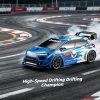 Coche de Derrape RC de Alta Velocidad 1:24 4WD 20KM/H - 2.4GHz, Neumáticos de Derrape Reemplazables, Luces LED, Conos y USB - Juguete de Derrape para Regalo