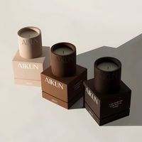 AIKUN Bougie Parfumée en Céramique Moderne avec Couvercle, Qualité Supérieure, Ensemble Boîte de Bougies d'Arôme Réutilisables