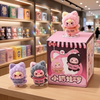 Vente en gros : Série de 3 figurines 3D pour bébés, chats de dessin animé floqués, boîte mystère Kawaii, jouets d'art de collection tendance, direct usine