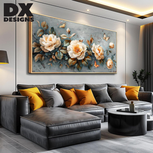 DX Designs - <span class=keywords><strong>Pintura</strong></span> en Lienzo Enmarcada Personalizada, Arte Floral Pintado a Mano, Estilo Moderno y Minimalista, Decoración <span class=keywords><strong>para</strong></span> Sala <span class=keywords><strong>de</strong></span> Estar - Product Image 4