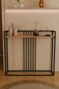 Mesa Consola para Sala de Estar con Estructura de Hierro Resistente, Diseño Decorativo y Estantes de Aglomerado - Product Image 3