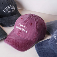 Gorras de Béisbol Desestructuradas de Algodón Lavado con Efecto Desgastado, con Bordado de su Logotipo Personalizado
