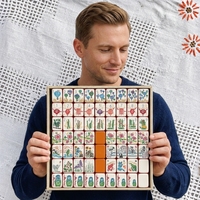 Tuiles de Mahjong en Acrylique de Noël en Gros, Colorées, 30mm, Imprimées UV, Ensemble Portable pour Cadeaux de Fêtes