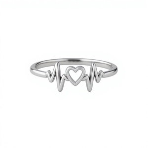 Bague Cœur Tendance en Argent Sterling 925 pour Maman, Faite à la Main, Bande Simple, Bijou Quotidien, Cadeau - Product Image 3