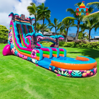 Toboggan aquatique gonflable Aloha Splash Hibiscus Hawaïen, équipement d'amusement aquatique commercial pour enfants