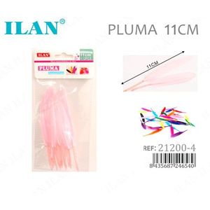 Piume rosa ILAN Pluma 11 cm per artigianato e decorazioni - Product Image 1