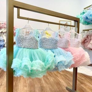 Abito Elegante con Perle e Fiori per Bambine, Vestito Principessa Morbido e Alla Moda - Product Image 2