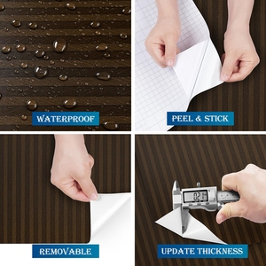Papel Tapiz de Listones de <span class=keywords><strong>Madera</strong></span> Modernos, Impermeables, de PVC y <span class=keywords><strong>Vinilo</strong></span>, Autoadhesivos, para Baño, Gimnasio, Sala de Estar, Dormitorio y Encimeras, Venta al Por Mayor - Product Image 2