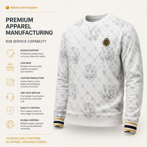 <span class=keywords><strong>Pull</strong></span> en tricot <span class=keywords><strong>blanc</strong></span> anti-rides et anti-rétrécissement pour homme avec logo imprimé, style streetwear, collection hiver - Product Image 1