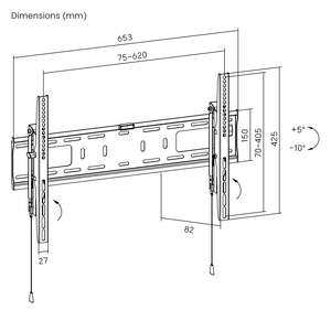 Support mural inclinable pour téléviseur à écran plat VESA et <span class=keywords><strong>universel</strong></span>, bras réglable, panneau détachable, antivol, pour la plupart des téléviseurs à écran plat de 37 à 70 pouces - Product Image 6