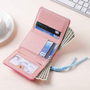 New <b>Sweet</b> Beauty Wallet Short and Portable Pink Wallet Women's Multi functional ID Cash Storage <b>Bag</b> - Product Image 3