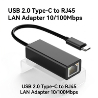 Adaptador Ethernet USB 2.0 Tipo-C, Tarjeta LAN RJ45 de 100 Mbps, Dongle de Red Cableada Externa para Computadora Portátil