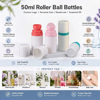 Bouteilles à bille en plastique vides de 50 ml de bonne qualité, blanches, pour huiles essentielles, parfums, déodorants, huiles d'aromathérapie et cosmétiques
