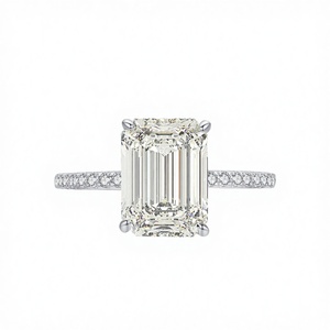 Anillo de compromiso solitario de circonita talla baguette, plata de ley 925 con baño de rodio, engaste de garra, moderno, para mujer, boda, aniversario - Product Image 2