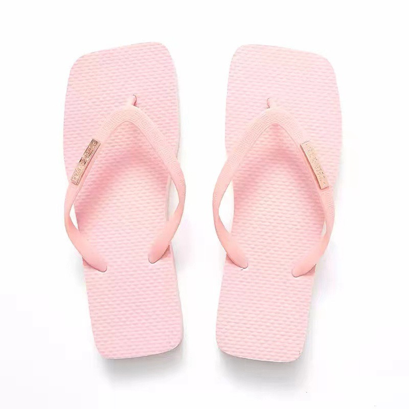 Square Toe PVC Rubber Flip-flops Outdoor Couples Beach Japanese Style Filp Flops