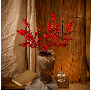 Cây cành quả Holly đỏ đơn, 62cm, trang trí Giáng sinh, Tết Nguyên đán, chân thực, dùng cho khách sạn, phòng khách, trang trí bàn - Product Image 4