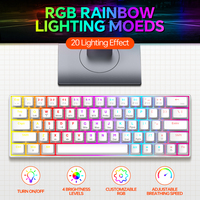 T-WOLF T30 TKL Keyboard Mekanik Nirkabel 63 Tombol RGB Keyboard Gaming Tri-mode Hotswappable Keyboard Mini Portabel Blue Axis