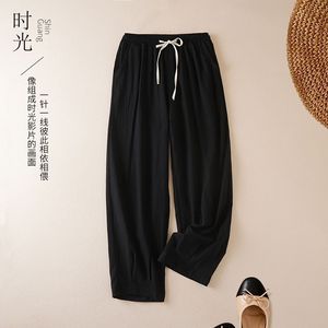 Harem Pants Elastic Waist Cotton Linen Casual Loose Fit Breathable Women's Spring Summer Style - Product Image 4