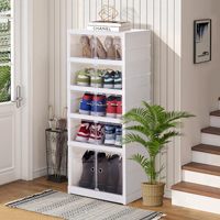 Bacs à tiroirs empilables en plastique Conteneurs pour baskets Présentoir Organisateur Armoire Pliable 3, 6, 9 Couches Boîte de Rangement pour Chaussures