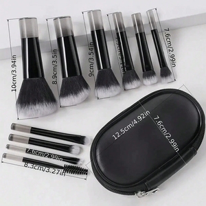 Set de 10 Brochas de Maquillaje Mini Negras, Brocha para Corrector, Brocha para Afeitar, Bolsa de Viaje de Nailon para <span class=keywords><strong>Contorno</strong></span> Facial y Sombra de Ojos - Herramientas de Belleza para Mujer - Product Image 5
