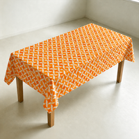 Nappe en PEVA à motif losanges orange et blanc, imperméable, jetable, rectangulaire, en plastique, pour anniversaire, pique-nique, extérieur
