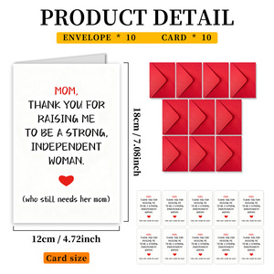 Tarjetas de Felicitación Personalizadas para el Día de la Madre con Diseño de Feliz Día de la Madre y Agradecimiento, con Sobre Rojo, Venta al por Mayor - Product Image 2