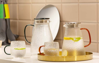 2025 à la mode à haute teneur en borosilicate Double paroi avec théière en verre à jante dorée et bouilloire nouveau pichet en verre Design pour les ménages